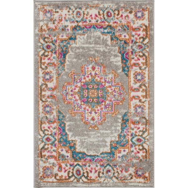 Palacedesigns 2 x 3 ft. Gray & Gold Medallion Scatter Area Rug - Gray Gold - 2' x 3' PA3651686 - main